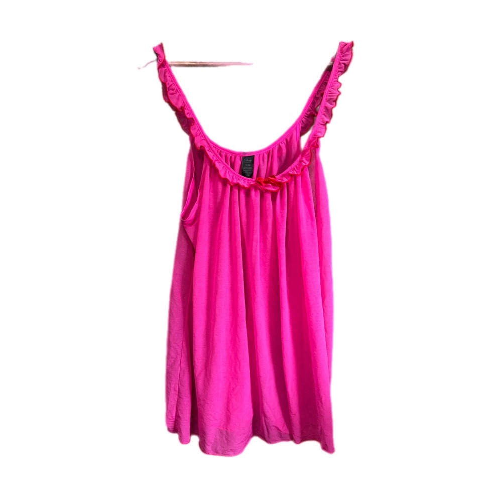 Smart & Sexy Babydoll Chemise Sleep Top Womens XL Hot Pink Excellent Ruffle Trim